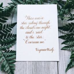 Handwritten Gold Calligraphy Virginia Woolf Quote Print, Poetic Wall Art - thumbnail 2