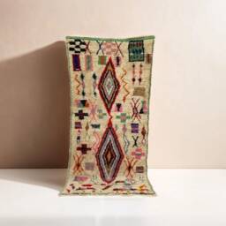 Colorful Berber Wool Runner Rug Handmade Moroccan Rug - thumbnail 1