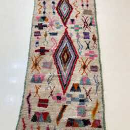 Colorful Berber Wool Runner Rug Handmade Moroccan Rug - thumbnail 2