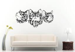 Three Cute Tribal Kittens Cats Pets Wall Decal Vinyl Sticker Mural Room Decor L910 - thumbnail 1