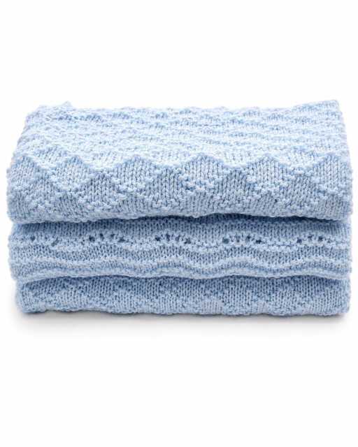 Large Hand Knitted Baby Blue Blanket - image 1