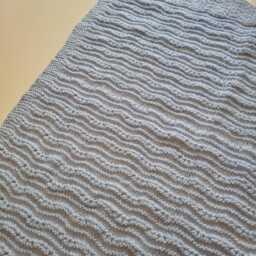 Large Hand Knitted Baby Blue Blanket - thumbnail 3