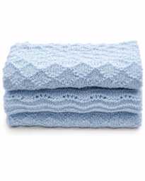 Large Hand Knitted Baby Blue Blanket - thumbnail 1