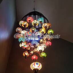 Custam 51 Ball Big Mosaic Chandelier, 10 Feet Long - thumbnail 2