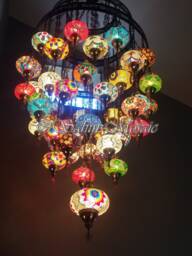 Custam 51 Ball Big Mosaic Chandelier, 10 Feet Long - thumbnail 1