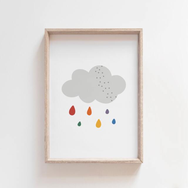 Cloud Nursery Print, Wall Art, Girls Boys Bedroom Weather Playroom Prints, Art - image 1
