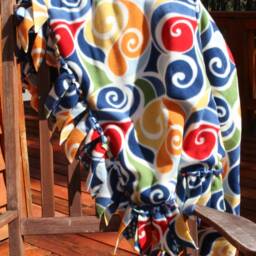 Fleece Blanket - Swirls With Blue Woven Edge - thumbnail 4