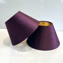 New Luxury Premium Quality Coolie Shape Glamour Grape Purple Velvet Fabric With Brushed Metallics Lining Lamp Shade Pendant Light - thumbnail 2
