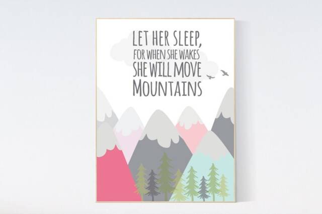 Mountain Nursery Art Print Woodland Adventure Decor - image 1