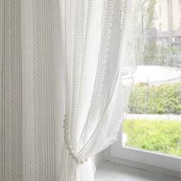 White Floral Lace Sheer Curtains Shabby Chic Bedroom Drapes - thumbnail 3