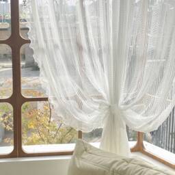 White Floral Lace Sheer Curtains Shabby Chic Bedroom Drapes - thumbnail 1