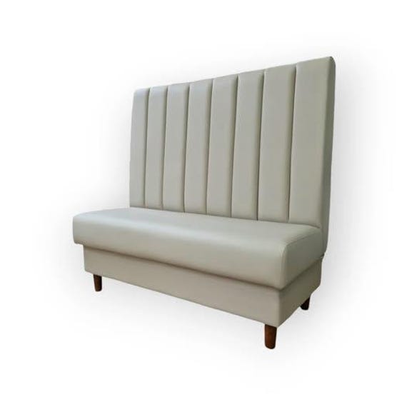 Vanilla Faux Leather 120cm High Back Fluted Banquette Bench Booth Seating - Vegan Friendly Kitchen, Bar Seating Conservatory Furniture - image 1