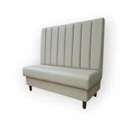 Vanilla Faux Leather 120cm High Back Fluted Banquette Bench Booth Seating - Vegan Friendly Kitchen, Bar Seating Conservatory Furniture