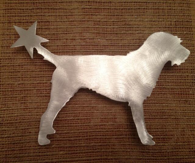 Border Terrier, Dog Christmas Tree Topper, Wreath Decoration, Holiday Aluminum, Star, Metal, Silver - image 1
