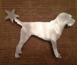 Border Terrier, Dog Christmas Tree Topper, Wreath Decoration, Holiday Aluminum, Star, Metal, Silver