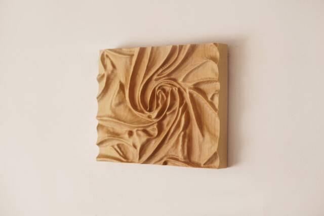 Wood Grain Woodcarving Sculpture Abstract Wall Art Silk Shapes - image 1