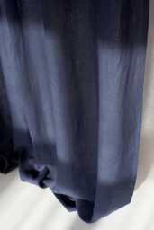 Navy Grey Linen Curtain Rod Pocket, Dark Denim Panel - thumbnail 1