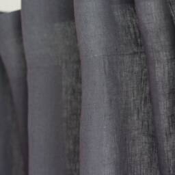 Navy Grey Linen Curtain Rod Pocket, Dark Denim Panel - thumbnail 3