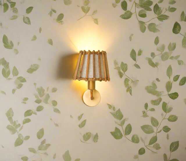Mid-Century Modern Rattan Wall Sconce, Vanity Lighting, Small - image 1