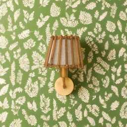 Mid-Century Modern Rattan Wall Sconce, Vanity Lighting, Small - thumbnail 2