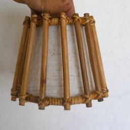 Mid-Century Modern Rattan Wall Sconce, Vanity Lighting, Small - thumbnail 4