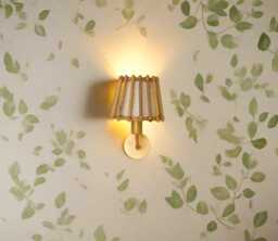 Mid-Century Modern Rattan Wall Sconce, Vanity Lighting, Small - thumbnail 1
