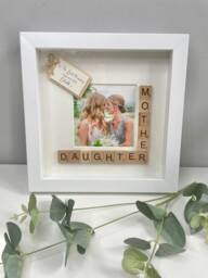 Personalised Mother Daughter Scrabble Gift Frame - Mums Birthday Mothers Day Gift For Home Decor Photo - thumbnail 1