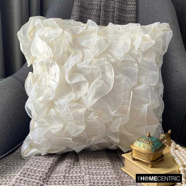 "Designer Ivory Euro Pillow Cover 24""x24""/26""x26" - image 1