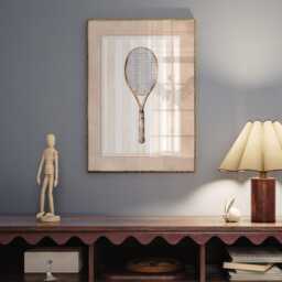 Watercolor Tennis Racket Nursery Print - Neutral Sports Art For Baby Room, Ralph Lauren - thumbnail 2