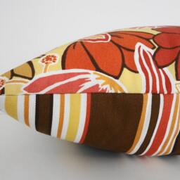 Retro Floral Pillow Cover 1970S Style, Brown, Gold, Orange - 18x18 - thumbnail 2