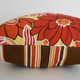 Retro Floral Pillow Cover 1970S Style, Brown, Gold, Orange - 18x18 - thumbnail 3
