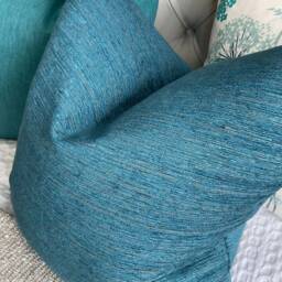 Handmade Teal Cushion Cover With Designer Iliv Interior Fabric - Double Sided Pillow - thumbnail 3