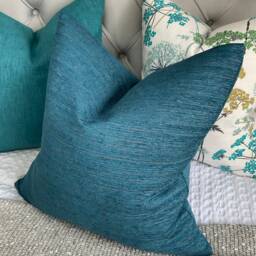 Handmade Teal Cushion Cover With Designer Iliv Interior Fabric - Double Sided Pillow