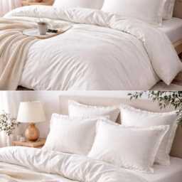 Elegant White King Dupioni Silk Duvet Cover With Two Pillow Covers - Luxurious Comfort For Modern Homes - thumbnail 2