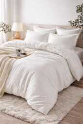White Dupioni Silk Duvet Cover Set King Size With 2 Pillow Covers - Luxury Bedding Handmade Bedroom Decor