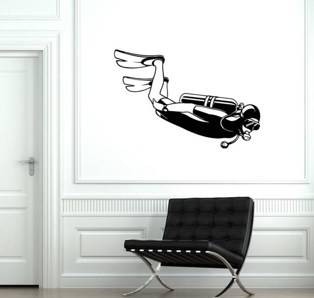 Diver Vinyl Wall Decal Scuba Diving Water Sport Guaranteed Quality Decor Stickers Mural - #2014Di - image 1