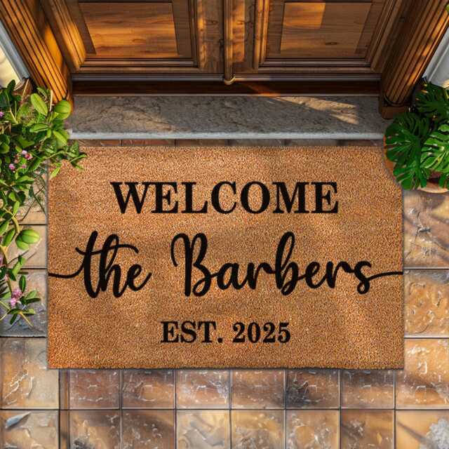 Realtor Welcome Decor - Personalized Last Name Doormat Custom Family Door Mat Housewarming Gift Closing - image 1