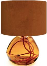 Handmade Amber Recycled Glass Table Lamp With Linen Flex - thumbnail 4