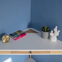Triangle Corner Desk With Drawer Compact Home Office Desk, Various Colors - thumbnail 3