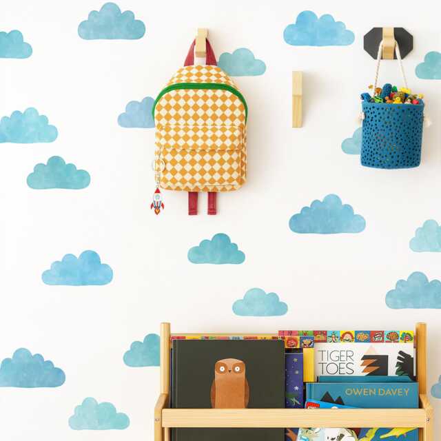 Cloud Wall Decals - Removable, Reusable Stickers Watercolor Nursery Decor, Kids Room Art - image 1