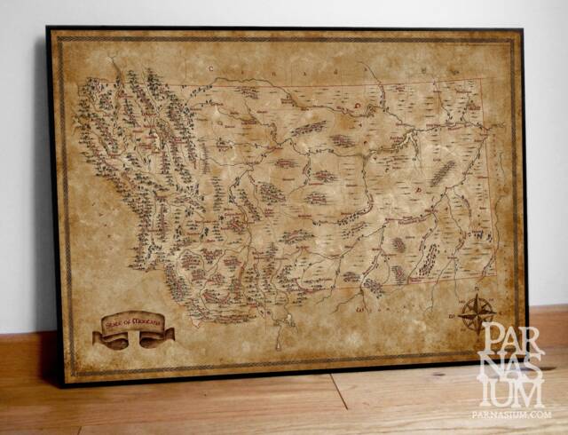 Fantasy Map Of Montana Vintage Style Montana Art Print - image 1