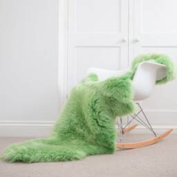 Bright Green Double Size Sheepskin Rug, Throw, Luxury Large Cosy Home Decor, Interior Styling