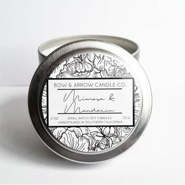 Mimosa & Mandarin Natural Soy Candle 4 Oz - Eco-Friendly Scented Spring Gift Idea Citrus - image 1