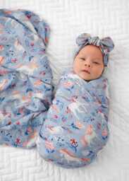 Baby Unicorns Swaddle Blanket, Girl Swaddle Bamboo Swaddle, Nursery Theme, Newborn