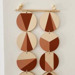 Geometric Plywood Wall Hanging Scandi Boho Terracotta & Pink - thumbnail 2