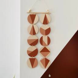 Geometric Plywood Wall Hanging Scandi Boho Terracotta & Pink