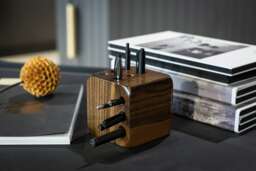 Handmade Walnut Pen Holder Rotating Wooden Pencil Display