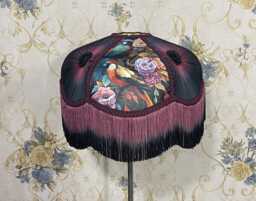 Purple Multi Print Lampshade Handmade Dome With Ombre Fringe - thumbnail 1