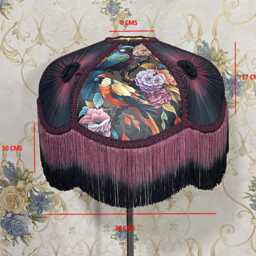 Purple Multi Print Lampshade Handmade Dome With Ombre Fringe - thumbnail 4
