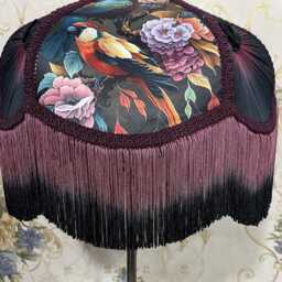 Purple Multi Print Lampshade Handmade Dome With Ombre Fringe - thumbnail 3